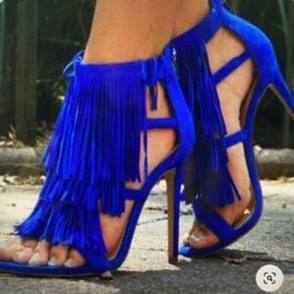 ✨Steve Madden Fringly Cobalt Blue Suede Sz 8 Heels✨ - Picture 3 of 13